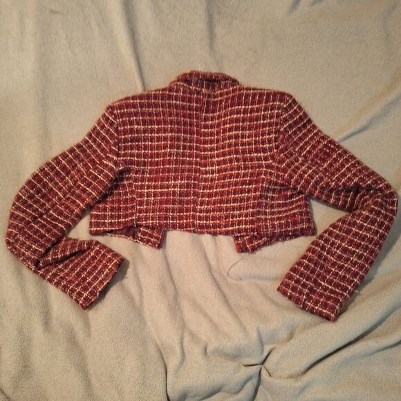 CAROLE LITTLE Tweed Silk Shortened Jacket Women S - Picture 7 of 8